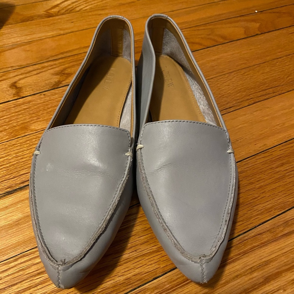 J. Crew Grey Leather Flats